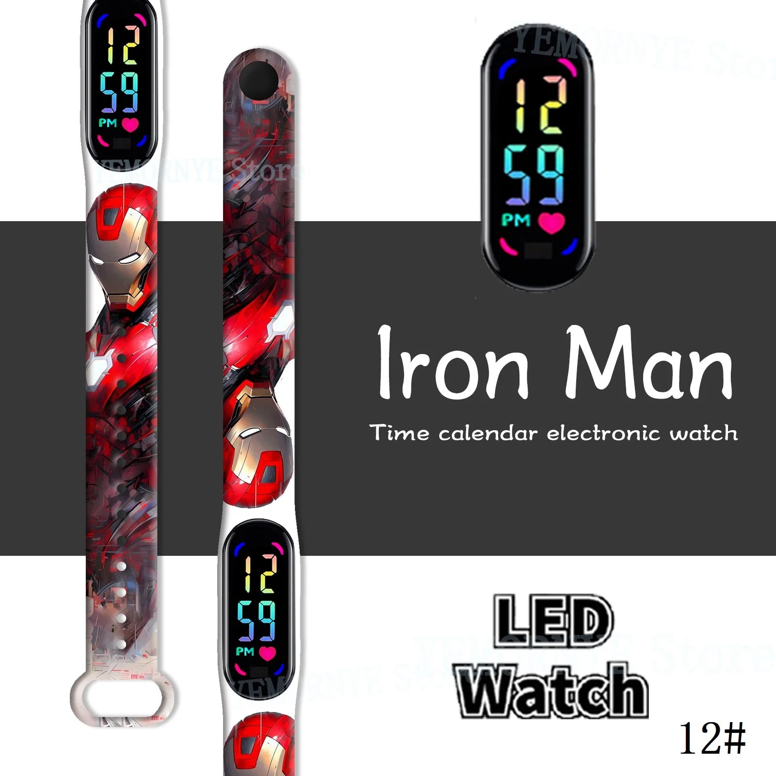 Disney Spider Man children's Cartoon Anime Character Luminous Bracelet Watch LED Touch Waterproof Clock Sports Gifts Christmas Z