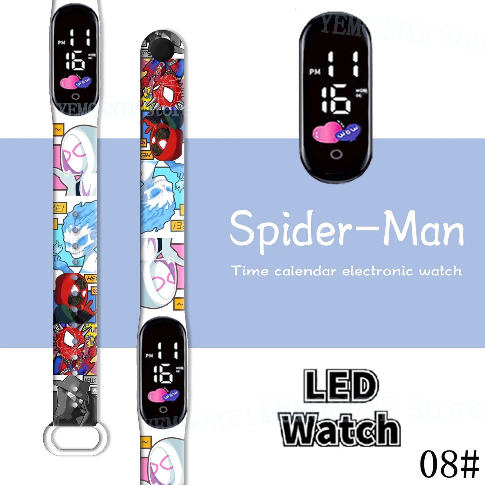 Disney Spider Man children's Cartoon Anime Character Luminous Bracelet Watch LED Touch Waterproof Clock Sports Gifts Christmas Z