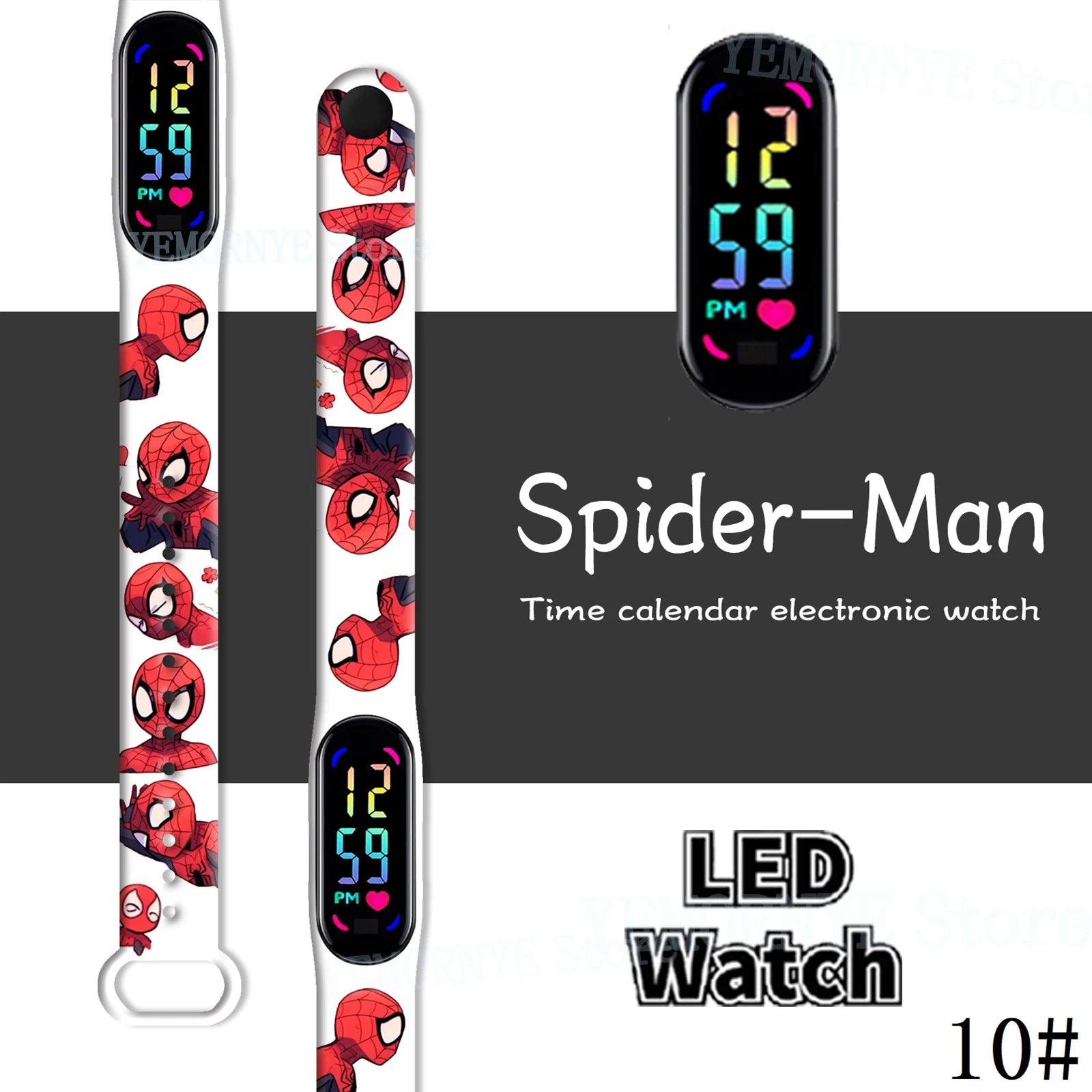 Disney Spider Man children's Cartoon Anime Character Luminous Bracelet Watch LED Touch Waterproof Clock Sports Gifts Christmas Z
