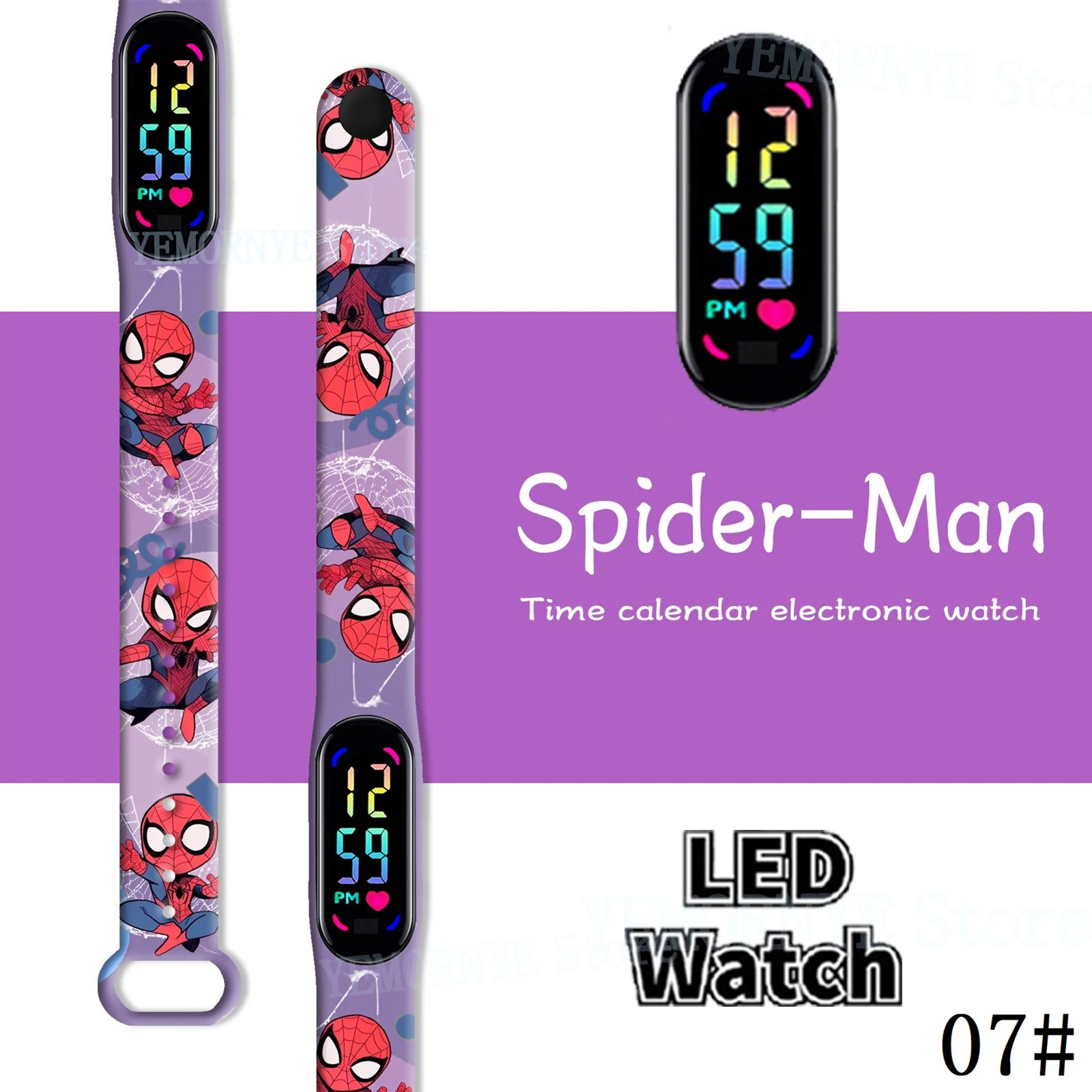 Disney Spider Man children's Cartoon Anime Character Luminous Bracelet Watch LED Touch Waterproof Clock Sports Gifts Christmas Z