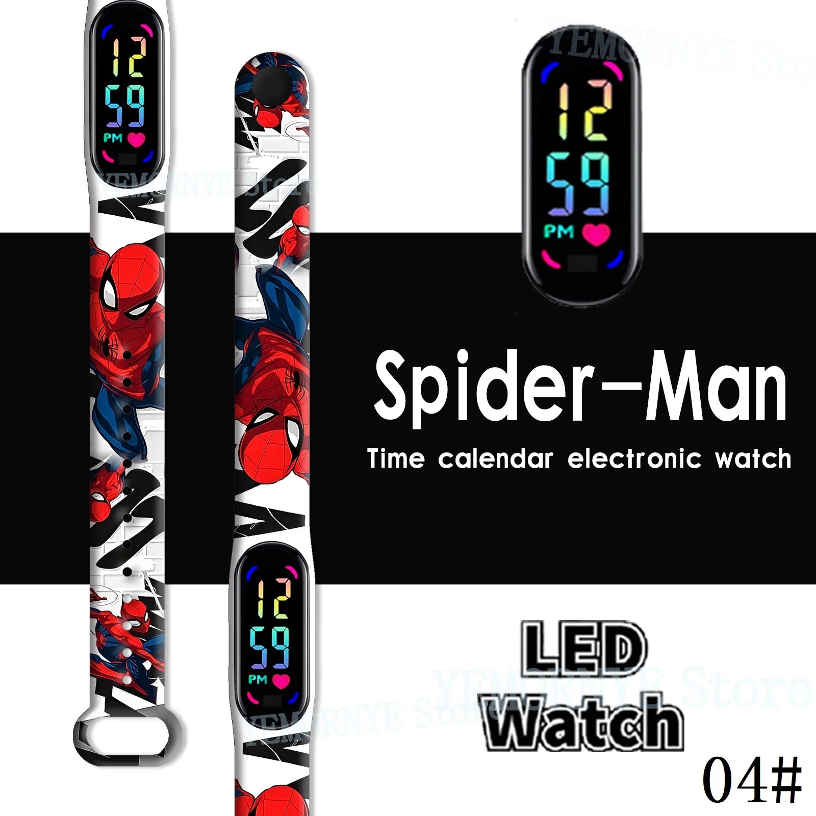 Disney Spider Man children's Cartoon Anime Character Luminous Bracelet Watch LED Touch Waterproof Clock Sports Gifts Christmas Z