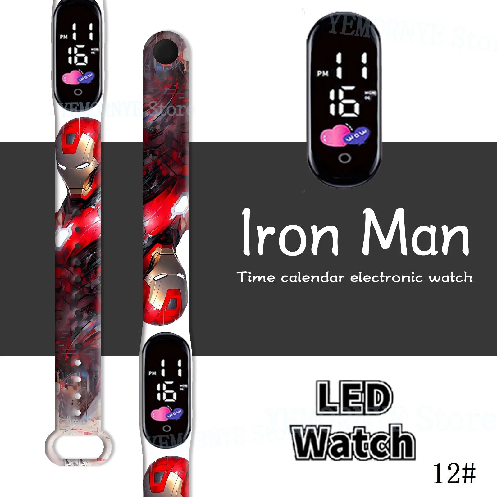 Disney Spider Man children's Cartoon Anime Character Luminous Bracelet Watch LED Touch Waterproof Clock Sports Gifts Christmas Z