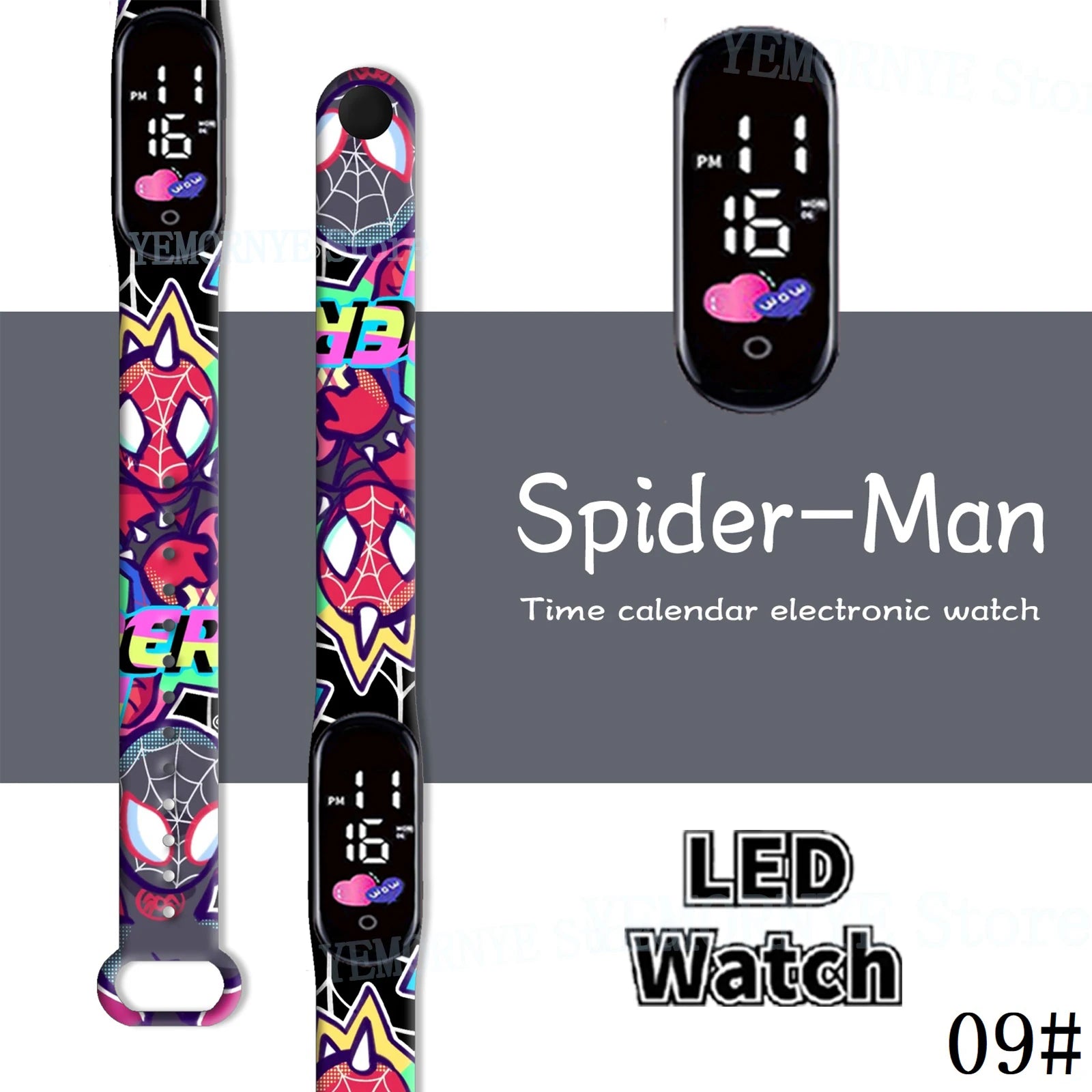 Disney Spider Man children's Cartoon Anime Character Luminous Bracelet Watch LED Touch Waterproof Clock Sports Gifts Christmas Z