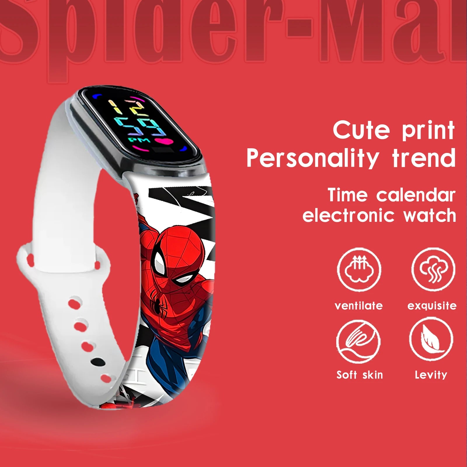 Disney Spider Man children's Cartoon Anime Character Luminous Bracelet Watch LED Touch Waterproof Clock Sports Gifts Christmas Z