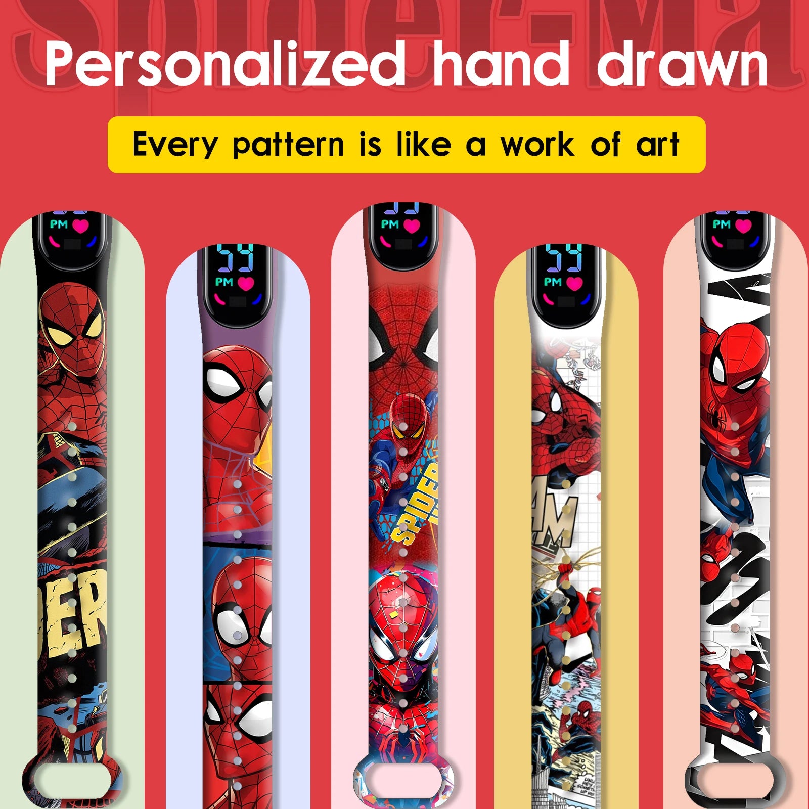 Disney Spider Man children's Cartoon Anime Character Luminous Bracelet Watch LED Touch Waterproof Clock Sports Gifts Christmas Z