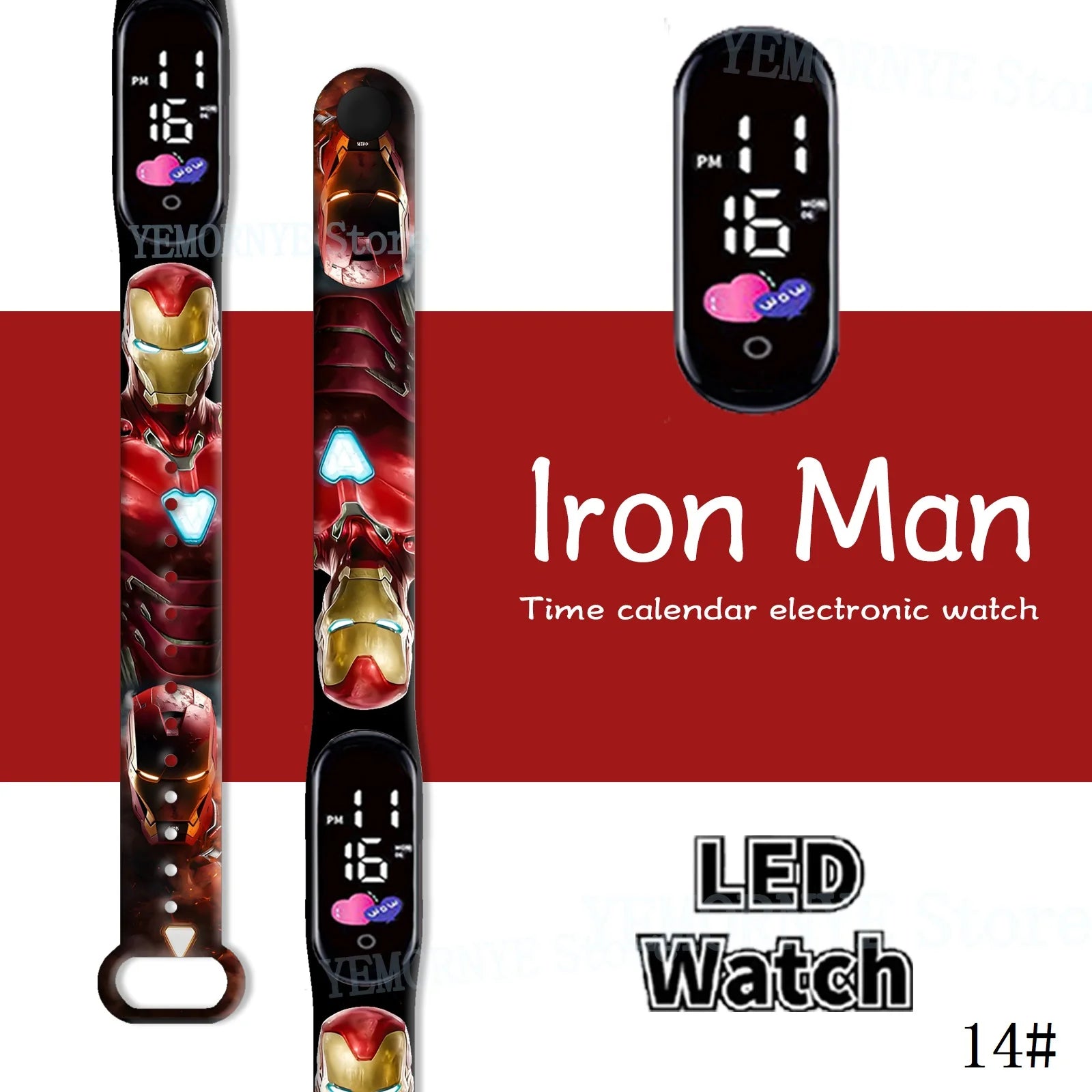 Disney Spider Man children's Cartoon Anime Character Luminous Bracelet Watch LED Touch Waterproof Clock Sports Gifts Christmas Z