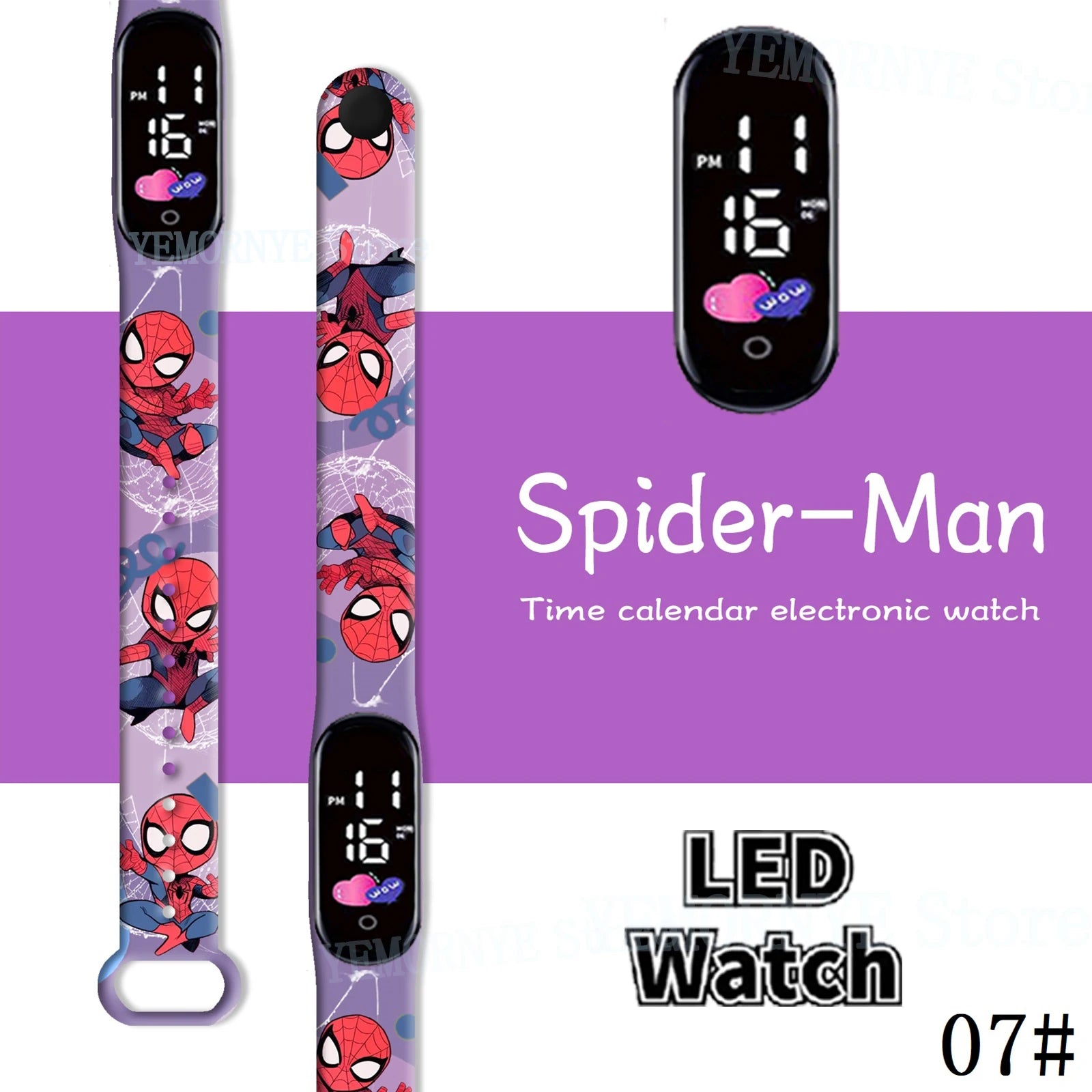 Disney Spider Man children's Cartoon Anime Character Luminous Bracelet Watch LED Touch Waterproof Clock Sports Gifts Christmas Z