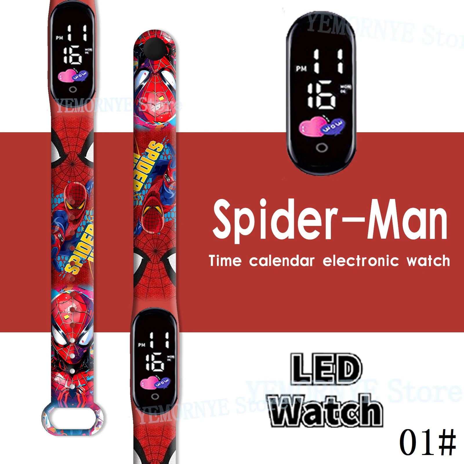 Disney Spider Man children's Cartoon Anime Character Luminous Bracelet Watch LED Touch Waterproof Clock Sports Gifts Christmas Z