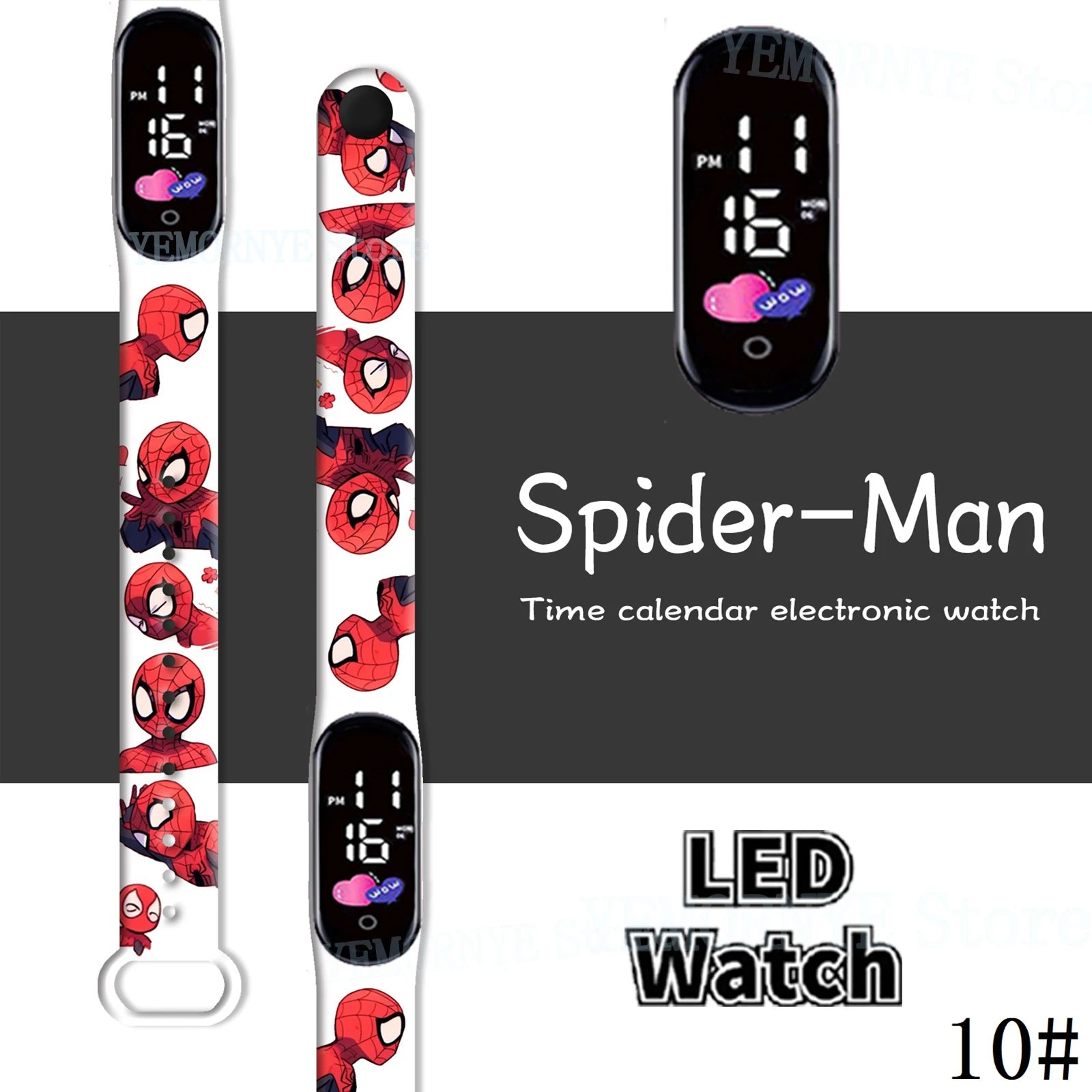 Disney Spider Man children's Cartoon Anime Character Luminous Bracelet Watch LED Touch Waterproof Clock Sports Gifts Christmas Z