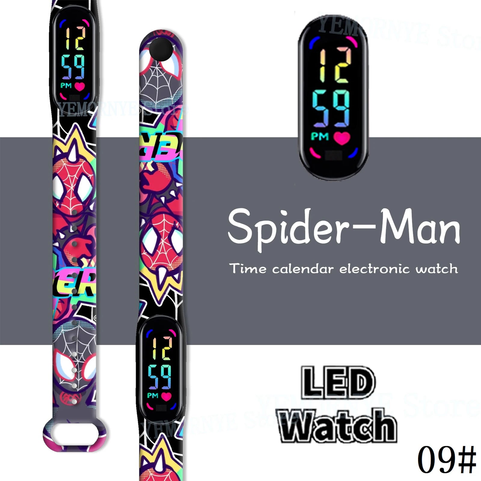 Disney Spider Man children's Cartoon Anime Character Luminous Bracelet Watch LED Touch Waterproof Clock Sports Gifts Christmas Z