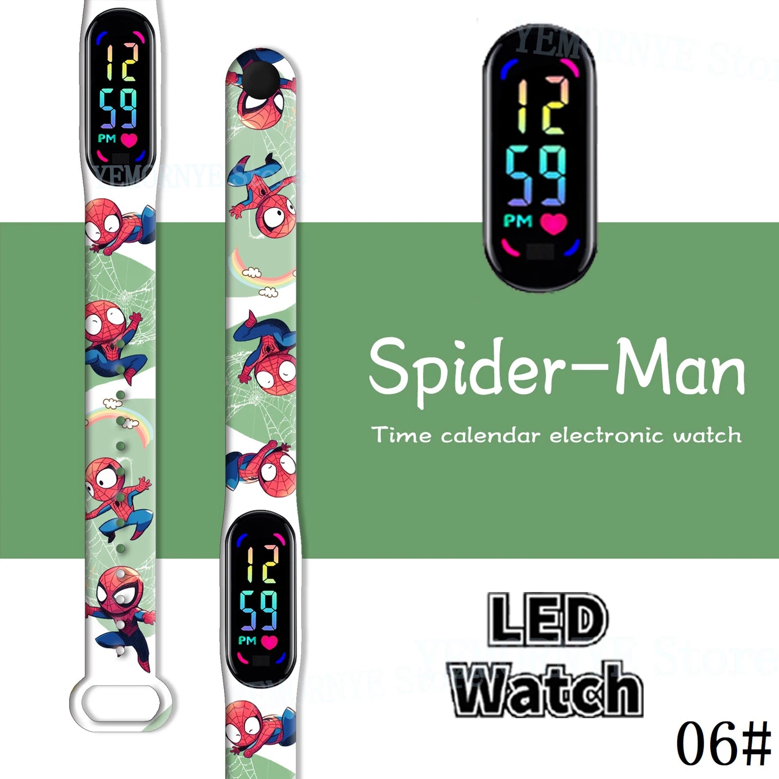 Disney Spider Man children's Cartoon Anime Character Luminous Bracelet Watch LED Touch Waterproof Clock Sports Gifts Christmas Z