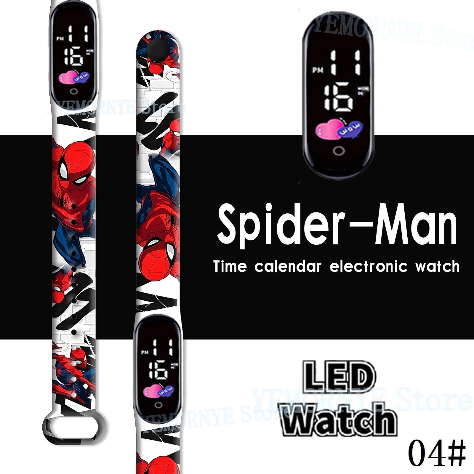 Disney Spider Man children's Cartoon Anime Character Luminous Bracelet Watch LED Touch Waterproof Clock Sports Gifts Christmas Z