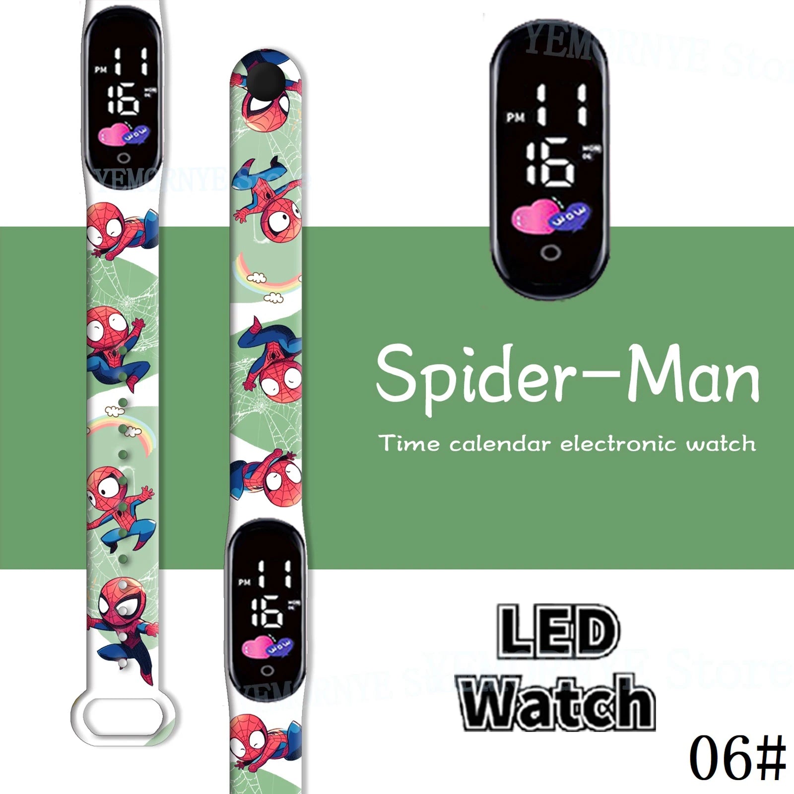 Disney Spider Man children's Cartoon Anime Character Luminous Bracelet Watch LED Touch Waterproof Clock Sports Gifts Christmas Z