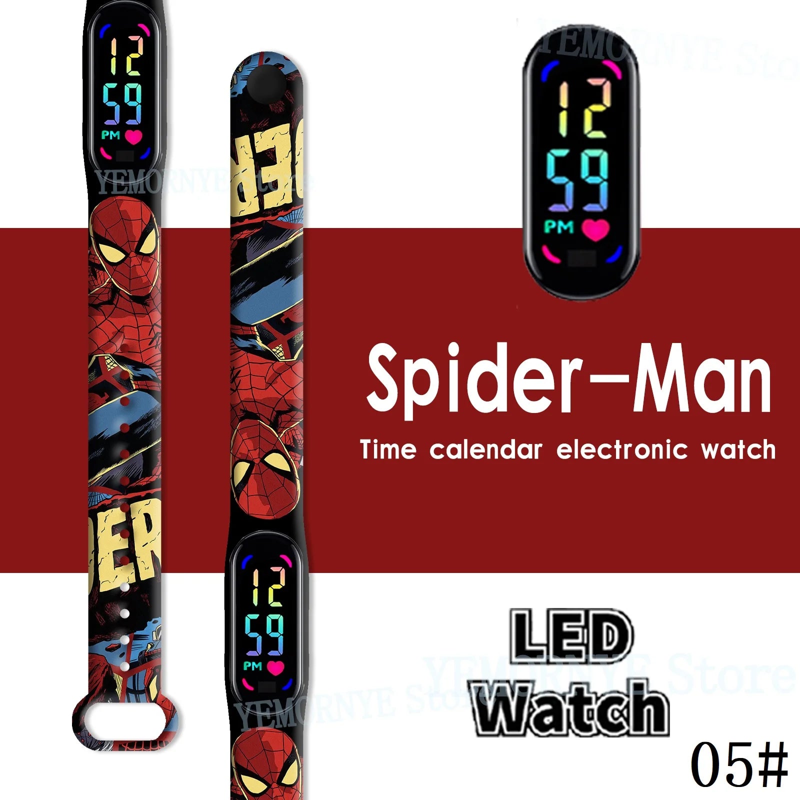 Disney Spider Man children's Cartoon Anime Character Luminous Bracelet Watch LED Touch Waterproof Clock Sports Gifts Christmas Z