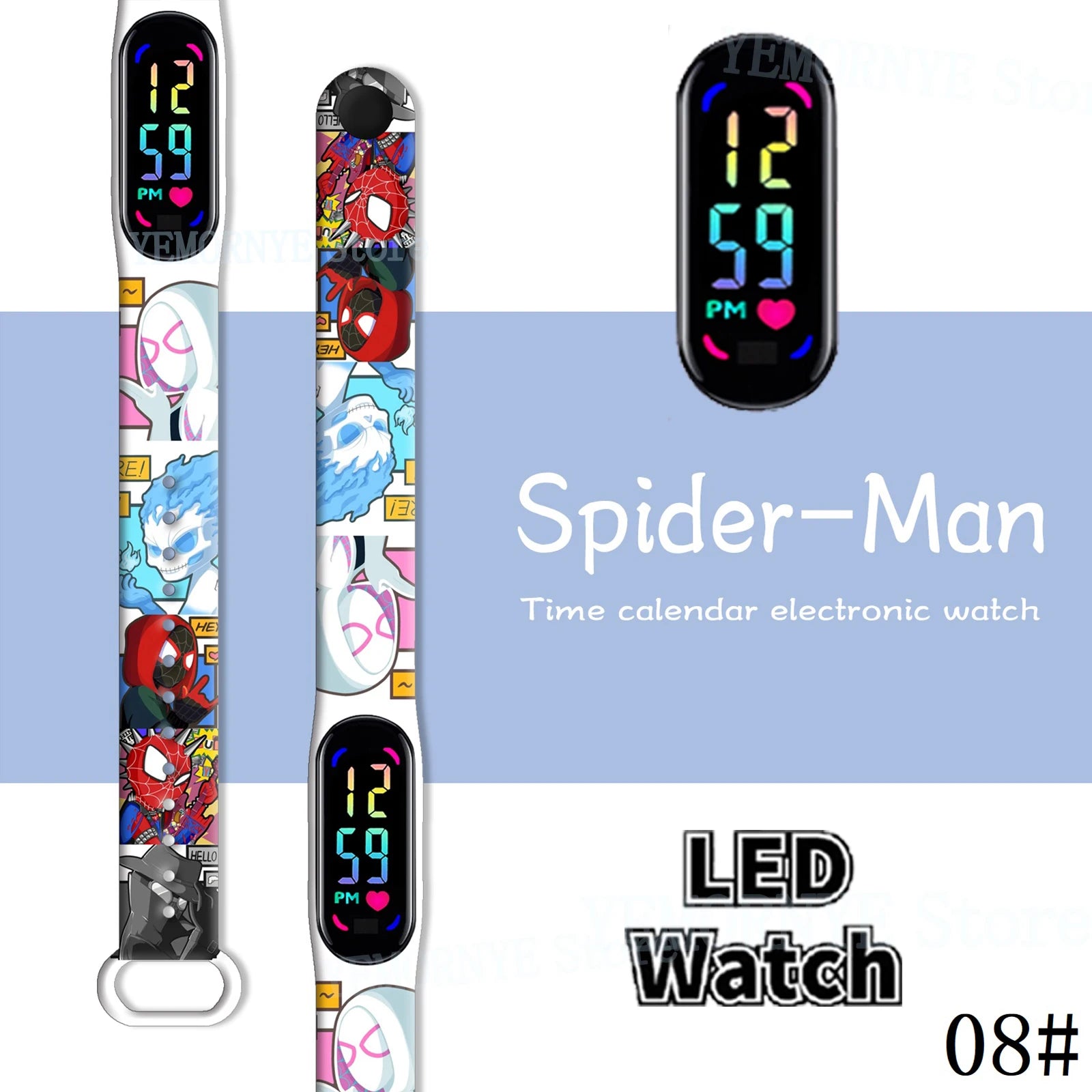 Disney Spider Man children's Cartoon Anime Character Luminous Bracelet Watch LED Touch Waterproof Clock Sports Gifts Christmas Z