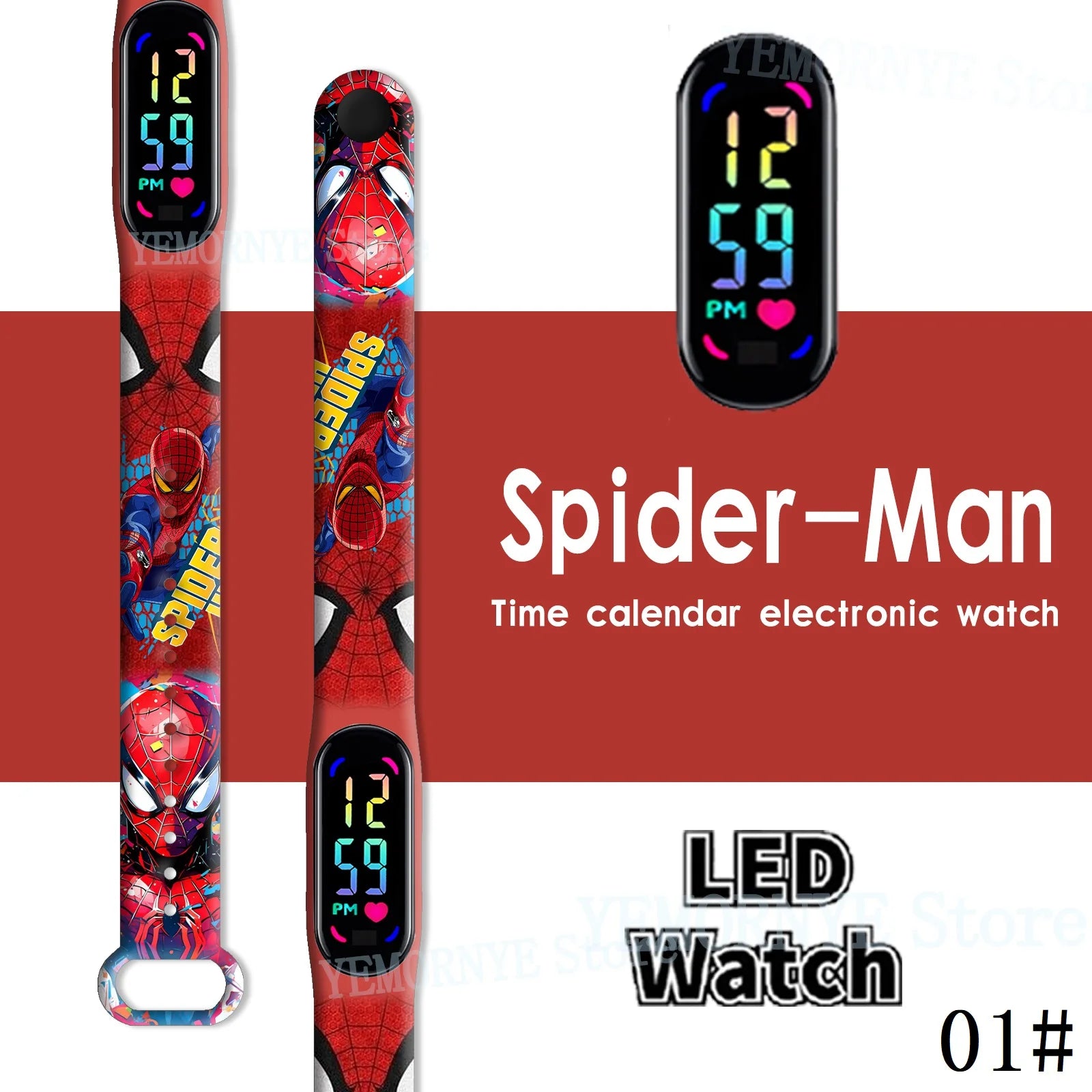 Disney Spider Man children's Cartoon Anime Character Luminous Bracelet Watch LED Touch Waterproof Clock Sports Gifts Christmas Z